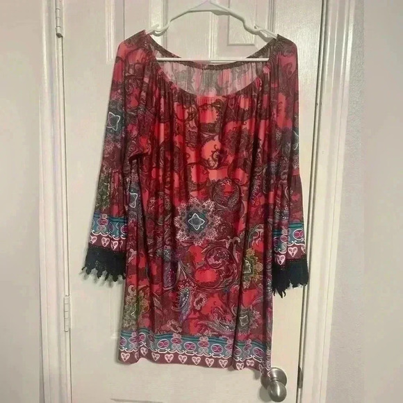 Dresses & Skirts - Plus size 16/18 Boutique style Paisley dress red/pink/ turquoise